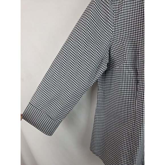 Van Heusen Women's Shirt Size Large Black Gingham Plaid 3/4 Sleeve Button Down - Picture 5 of 9